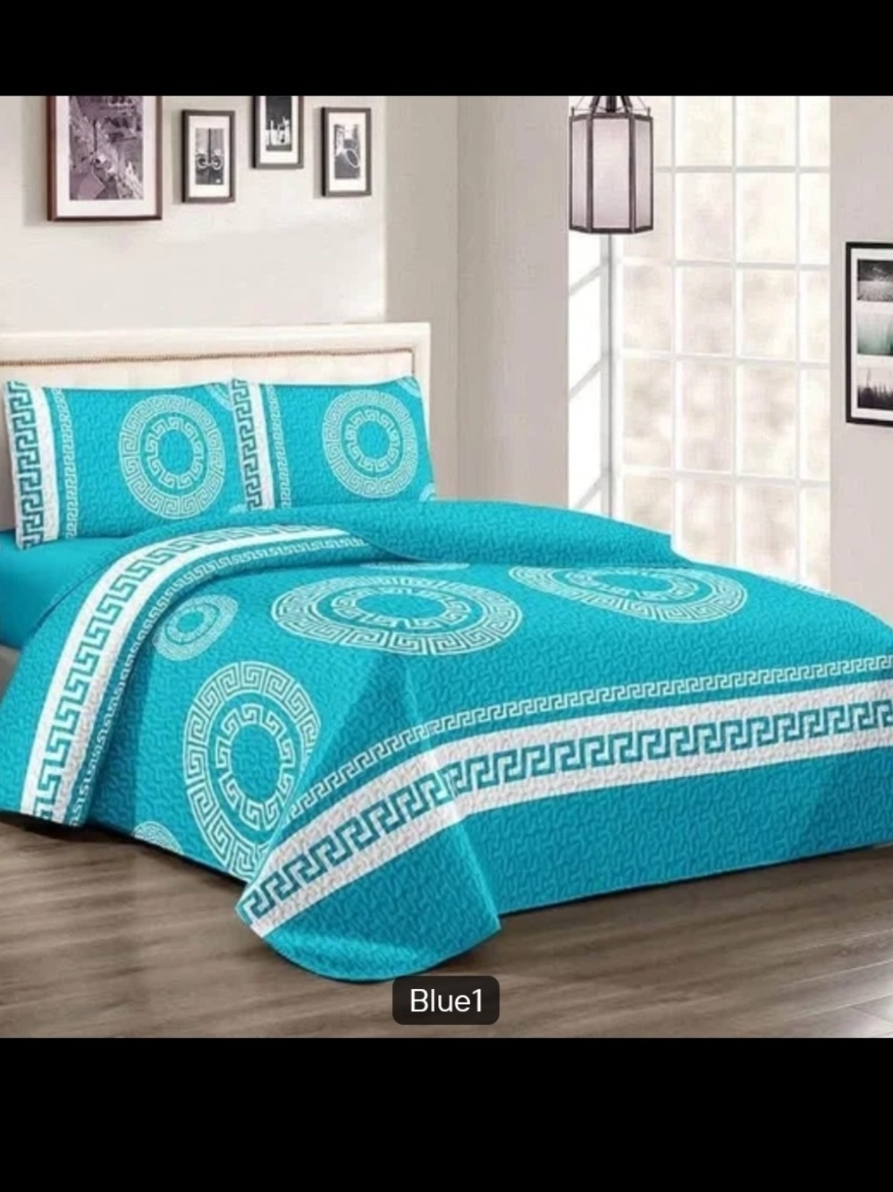 Orange and White Greek Key Quilt Set - Picture 6 of 6